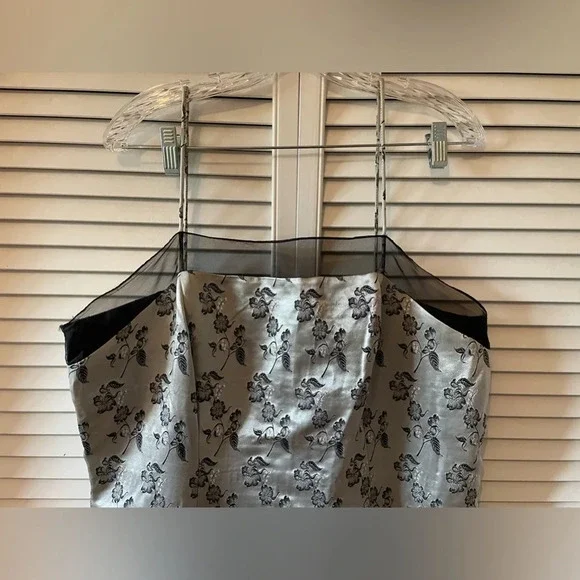 Vintage Y2K Silver Black Metallic Size 18 Mini Dress Onxy Nite Sheath Sleeveless - Picture 6 of 13